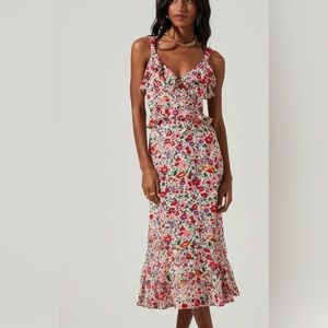 ASTR The Label Wildflower Ruffle Cutout Midi Dress